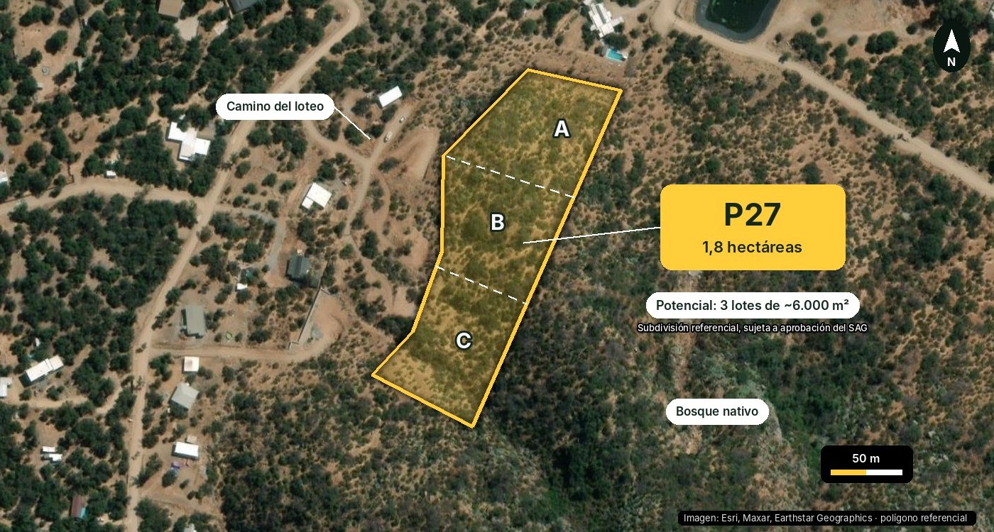 La parcela y su potencial de 3 lotes